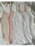 Daiiibabyyy Women Bows Sweet Slim Tank Top 2024 Fashion Summer Trim Cotton Sleeveless Camis Vests Sweet Female Preppy Solid Crop Top Y2k