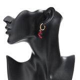Daiiibabyyy  Unique Acrylic Red Beating Heart Drop Earrings for Women Personality Golden Circle Dangle Earring Halloween Party Holiday Gifts