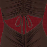 Daiiibabyyy  New Summer Collection for Europe and America! Long - Sleeve Front Design, Back Pleated, Waist - Baring Sexy Y2K - Style Skinny S