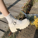 Daiiibabyyy  New Women's Round Toe Chunky Platform Mid Heel Pumps Low Cut Buckle Strap Casual Fashion Shoes for Plus Size High Heels