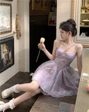 DAIIIBABYYY  -  Sweet Strapless Womens Dresses Sexy Spaghetti Strap Princess Birthday Party Mini Dress Elegant Ball Gown Short Vestidos Outfits