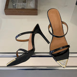Daiiibabyyy  Summer Fashion CRYSTAL Pointed Toe Women Slippers Sexy Thin Heels Banquet Slide Shoes Zapatos De Mujer