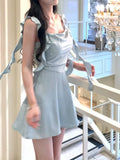 Daiiibabyyy Elegant Party Y2k Mini Stain Dress Women Sleeveless Fairy Strap Dress Office Lady Vintage One Piece Dress Korean Summer