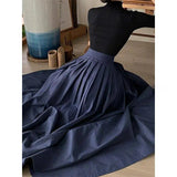 Daiiibabyyy  Unique and beautiful dark blue high-waisted pleated skirt new women's clothing is popular this year in early spring