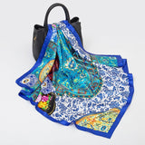 Daiiibabyyy  Fashion Square Silk Scarf Women Luxury Brand Satin Print Hijab Scarves Pareo Bandana Female Shawl Wrap Headband Foulard 90*90cm