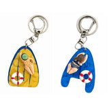 Daiiibabyyy  Fashion Acrylic Pool Floating Board Keychain Alloy Blue Yellow Swimming Figure Pendant Creative Decorative Bag Charm Summer