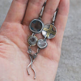Daiiibabyyy New Sky Blue Stone Cross Round Metal Vintage Earrings Women's Asymmetrical Long Earring Party Jewelry Gifts
