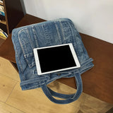 Daiiibabyyy  Casual Handbag Large Capacity Denim Tote Bag Fashion Everything High Appearance Level Shoulder Bag Commuter Underarm Bag