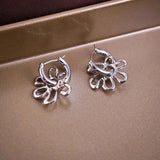 Daiiibabyyy  Fashion Silver Color Hollow Heart Drop Earrings for Women Exquisite Metal Geometric Circular Ear Buckle Earrings Jewelry Gifts