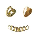 Daiiibabyyy  Personalized And Fashionable Zircon Heart/Smooth Heart/Hollowed-Out/Shiny Teeth Accessories Hip-Hop Rap Style Party Gifts