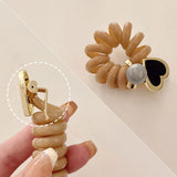 DAIIIBABYYY  -  Y2k Heart Design Ponytail Elastic Hair Bands Rubber Hair Ties Bundle Scrunchies Telephone Wire Hair Accessories Women Headband