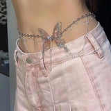 DAIIIBABYYY  -  Stylish Butterfly Body Chain Jewelry Sparkling Butterfly Tassels Waist Chain Accessory Delicate Body Chain Adornment