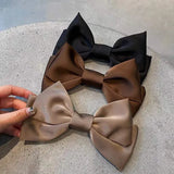 Daiiibabyyy Korea Fashion Elegant Temperament Satin Bow Spring Clip Simple Trendy Hairpin Ribbon Hair Clip Hair Grips for Women