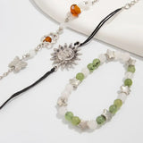 Daiiibabyyy  Exquisite Bohemian Beaded Bracelet Spiral Design Multi-Layer Ethnic Style Bracelet Butterfly Star Pendant Gravel Woven Bangle