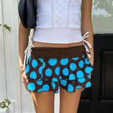 Daiiibabyyy  Polka Dot Half-length Skirt with Puffy Waist And Lace Trim for Women Short Cake Skirt with Lining Summer Autumn Fashion