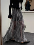 DAIIIBABYYY  -  Color Blocking Plaid Slightly Transparent Chiffon Skirt Women Summer 2025 New Niche Retro High Waisted A-line Skirts