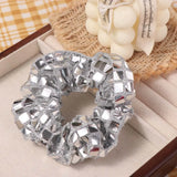 Daiiibabyyy  6pcs Square Sequin Sequin Hair Rope Super Shiny Retro Disco Rubber Bands Set Flashy Ponytail Holder Women's Hair Ties Headdress