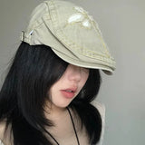 Daiiibabyyy  Japanese Retro Street Grinding Design Forward Hat Men and Women Spring and Summer Short Brim Literary and Artistic Painter Cap