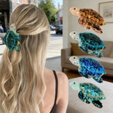 Daiiibabyyy  1Pc Boho Sea Turtle Hair Claw, Acetate Hair Accessory for Beach Vacation, Perfect for Summer Hairstyle