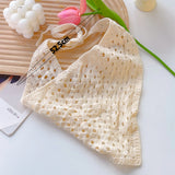 Daiiibabyyy  Knitted Hollow Out Triangle Hair Scarf Headband Women Girls Knitted Flower Headbands Summer Travel Literary Photo Headwear