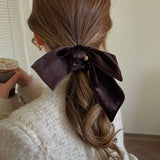 Daiiibabyyy New Vintage Velvet Bow Scrunchie Rabbit Knot Hair Rope Ribbon Elastic Ponytail Holder Hair Tie Solid Hair Accessories Winter