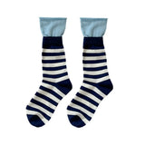 Daiiibabyyy  Women's Socks Japanese Striped Contrasting Dopamine Kawaii Rolled Edge Sports Mid Tube Socks Comfortable Breathable Cotton Socks