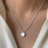 Daiiibabyyy Titanium Steel Simple Temperament Baroque Pearl Necklace Jewelry Women Light Luxury High-grade Collarbone Chain Does Not Fade