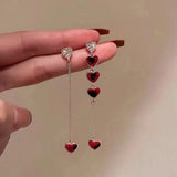 Daiiibabyyy  New Trendy Green Zircon Butterfly Earrings for Women Light Luxury Sweet Long Tassel Earrings Aesthetics Wedding Party Jewelry