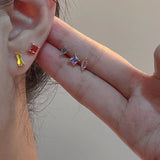 Daiiibabyyy  5 Pcs Colorful Zircon Set Earrings Set for Women Simple Geometric Sparkle Stud Earrings for Daily Commute Girl Jewelry Gift