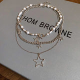 Daiiibabyyy  Pearl Star OT Buckle Pendant Necklaces 2025 Fashionable Personalized Collarbone Chain Necklace Light Luxury High-end Jewelry