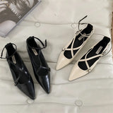 Daiiibabyyy 2024 Spring Women White Black Shallow Women Flats Shoes Pointed Toe Soft Leather Flat Ballerinas Ladies Elegant Dress Balltes
