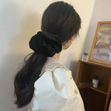 DAIIIBABYYY  -  Oversize Black Velvet Scrunchies Hair Ties Women Girls Solid Rubber Big Elastic Hair Bands Rope Ponytail Hair Accessories Winter