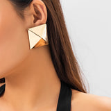 Daiiibabyyy IngeSight.Z Creative Gold Color 3D Geometric Stud Earrings for Women Men Vintage Wedding Party Jewelry 2023 Valentine Day Gift
