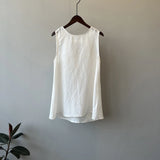 DAIIIBABYYY  -  Korean Tencel Linen Sleeveless Doll Shirt Women's Summer Loose Sweet Shirt Top