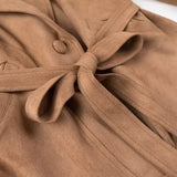 DAIIIBABYYY  -  Women's Autumn And Winter New Fashion Waist Strapped Suede Jacket Female Elegant Pocket Decorated High Street Casual Coat