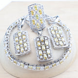 Daiiibabyyy Wedding 925 Silver Bridal Jewelry Sets Yellow Zircon Bracelets Earrings Rings Pendant For Women Necklace Set