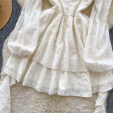 DAIIIBABYYY  -  Elegant Long Flare Sleeve Off Shoulder Vintage O-neck Halter Chic Ruffle Slim Dresses French Evening High Street Autumn Clothing