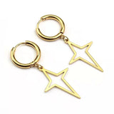 Daiiibabyyy  Retro Classic Black Enamel Star Drop Dangle Earrings for Women Cute Five-pointed Star Stainless Steel Hoop Earrings Jewelry Gift