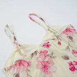 Daiiibabyyy  Vacation Y2k Flower Print V Neck Spaghetti Strap Sleeveless Slim All Match Basic Tanks
