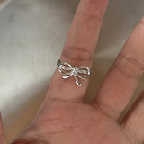 DAIIIBABYYY  -  Korean Style Simple Ribbon Bowknot Ring for Women's Fashion Personalized Open Index Sweet Bow Finger Ring Y2K Jewelry Gift Party