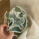 Daiiibabyyy  1PC Green Polka Dot Lace Four Layer Scrunchie, Elegant Elastic Hair Tie, Fashion Women Bun Hair Accessories Daily Hair Decor