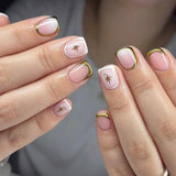 Daiiibabyyy  24Pcs Short Square Head Press on Fake Nails Black Polka Dot Design False Nails Simple Wearable Artificial Full Cover Nails Tips