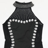 DAIIIBABYYY  -  Sexy Dresses for Woman O Neck Sleeveless Diamond Side Split Ankle Length Elegant Ladies Birthday Party Dinner Vestidos Mujer New