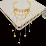 Daiiibabyyy  Korean Ins Star Fringe Open Bangles for Women Temperament Arm Chain Spice Sweet Cool Wind Y2k Fashion Hand Jewelry Goth Girl