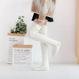 Daiiibabyyy  Knitted Knee-length Warmers Leg Socks Wool Foot Cover Solid Colors Sexy Over the Knee Stocking Women Winter Cosplay