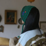 DAIIIBABYY  -  Green Fresh Handmade Hairband Japanese Retro Headscarf Autumn and Winter Ear Protection Earmuffs Cute Lace-up Headbands Women