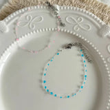Daiiibabyyy  Simple Ice Blue Pink Dewdrop Bracelet Niche Friendship Handmade Bracelet Women Girls Sweet Fashion Jewelry Gifts