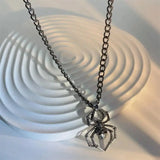 Daiiibabyyy Vintage Hip Hop Punk Spider Pendant Chain Necklace For Women Men On The Neck Fashion Jewelry Gift Silver Color Choker