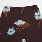 Daiiibabyyy  American Prairie Chic Flower Print Edible Tree Fungus Low Waist Gauze Vintage Skirts
