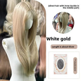 DAIIIBABYYY  -  High Temperature Silk Full Head Wig Inner Buckle Straight Hair French Wave Style Blonde Color for Women Hair Extension